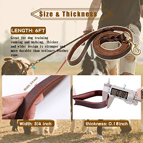 Leather Dog Leash 6ft x 3/4 inch,Strong Heavy Duty Genuine Leather Braided Dog Training Leash, Soft and Comfor - view 4