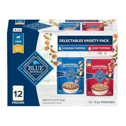 Blue Buffalo Delectables Natural Wet Dog Food Toppers Variety Pack, Tasty Chicken & Hearty Beef, Cuts in Gravy - view 2