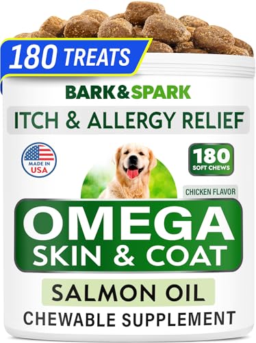 BARK&SPARK Omega 3 for Dogs - 180 Fish Oil Treats for Dog Shedding, Skin Allergy Chews, Itch Relief, Hot Spots - view 2