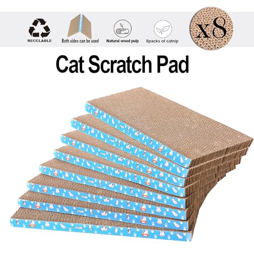 8 Packs in 1 Cat Scratch Pad, Cat Scratcher Cardboard,Reversible,Durable Recyclable Cardboard, Premium Scratch - view 6