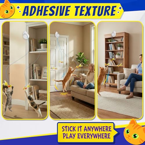 Interactive Cat Toys for Indoor Cats - Automatic Flying Bird Feather & Mouse Wand Enrichment Toy, Hands-Free o - view 4