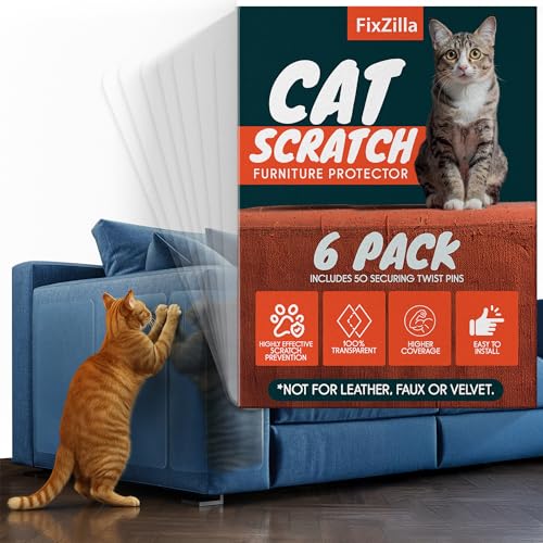 FixZilla Anti Cat Scratch Furniture Protector, 6-Pack Couch Protector from Cat Claws – Heavy-Duty, Easy-to-App - view 2