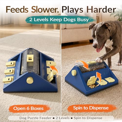 KADTC Dog Puzzle Toy, Large Size, 2 Levels of Challenge, Paw-Activated Rolling Treat Dispenser, Slow Feeder &  - view 3