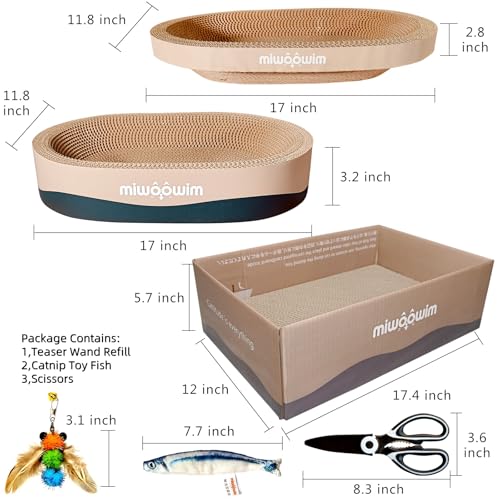 3PSC Cat Scratcher Cardboard, Oval Cat Scratch Pad Bowl Nest for Indoor Cats, Round Cat Scratching Board Corru - view 4