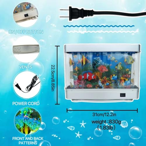 Fake Fish Tank Lamp - Moving Aquarium Night Light with Virtual Ocean Effect, 80s Retro Design for Adult Relaxa - view 5