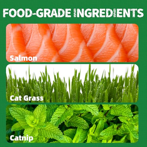 Just Try Cat Treats for Indoor Cats Hairball Control Natural Salmon Healthy Cat Grass Treats Kitten Snacks Tra - view 5