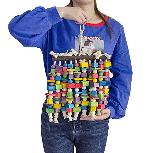 Deloky Large Bird Parrot Chewing Toy - Multicolored Natural Wooden Blocks Bird Parrot Tearing Toys Suggested f - view 6