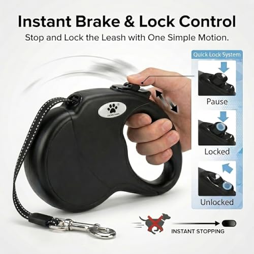 16ft Retractable Dog Leash for Large Breed Dogs up to 110 lbs with a Detachable Chew Proof Extender Wire Ropes - view 4