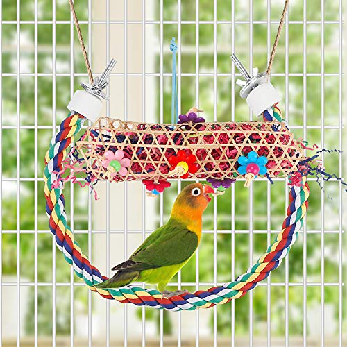 Foraging Bird Toys - Shredding Parakeet Toys with Rope Perch for Conure, Cockatiel, Budgies, Lovebird, Parrotl - view 5