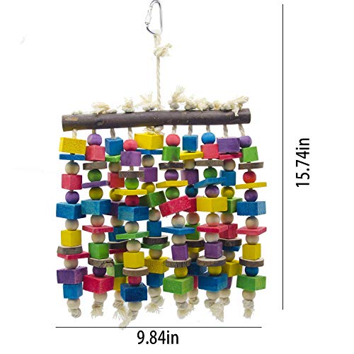 Deloky Large Bird Parrot Chewing Toy - Multicolored Natural Wooden Blocks Bird Parrot Tearing Toys Suggested f - view 4
