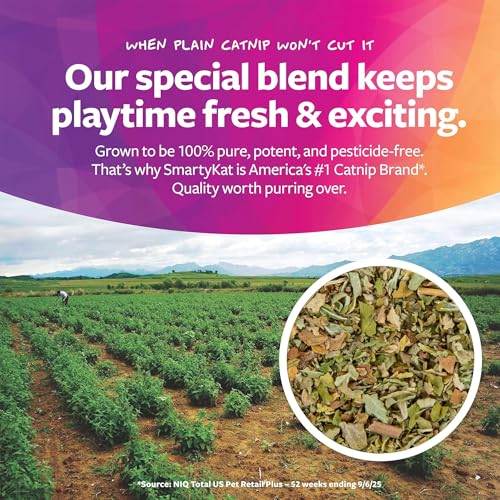 SmartyKat Natural Catnip Canister, 100% Natural Cat Nip for Cats, Premium Dried Catnip for Indoor Cats, Positi - view 6