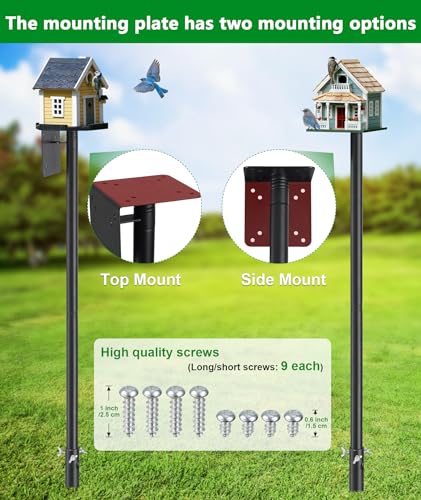 Heavy Duty Bird Feeder Pole - 60 Inch Adjustable 1 Inch Metal Bird House Pole with 14” Deep Auger Base | Outdo - view 5