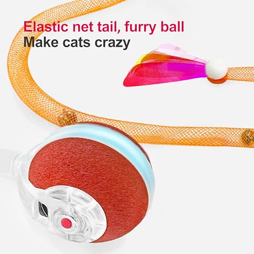 Jkanti Interactive Cat Toys for Indoor Cats,The 3rd Generation Agile Moving Cat Ball with Elastic Mesh Tail,Au - view 5