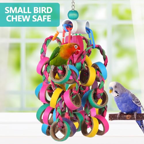 lovyoCoCo Bird Toys Conure Toys,Bird Parrot Foraging Shredder 24 Pcs Colorful Bagel Chewy Rings for Small Parr - view 5