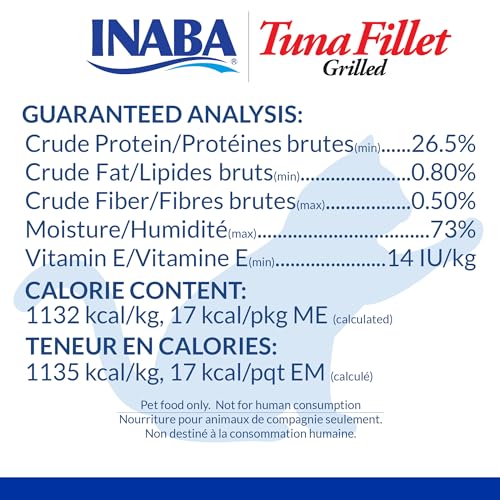 INABA Premium Hand-Cut Grilled Tuna Fillet Cat Treats/Topper with Vitamin E and Green Tea Extract, 0.52 Ounces - view 6
