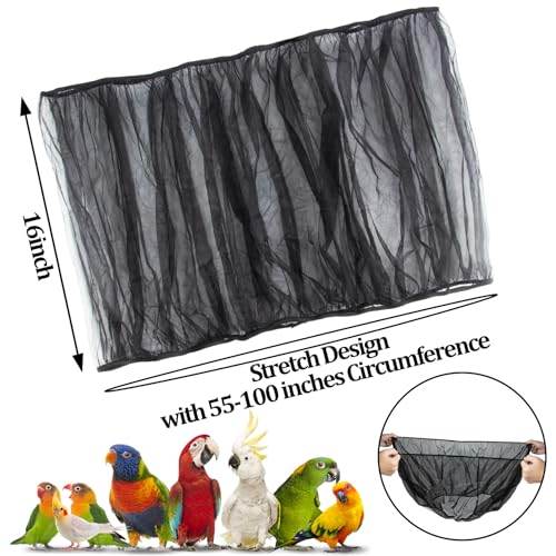 2Pcs Bird Cage Seed Catcher - Black White Bird Cage Cover, Birds Cages Netting Skirt Birds Cages Seed Catcher  - view 4