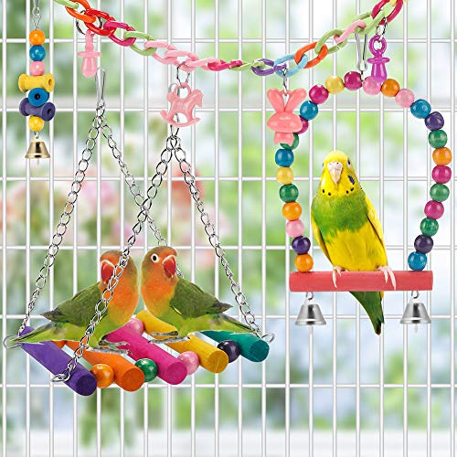 Swing Hanging Standing Chewing Toy Hammock Climbing Ladder, Cage Colorful Toys Suitable for Budgerigar, Parake - view 4