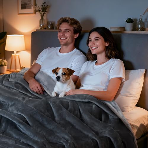 LOOBANI Waterproof Blanket for Bed: Reversible Soft Flannel Twin Bed Blanket 60" x 80", Leakproof Throw Spill- - view 6