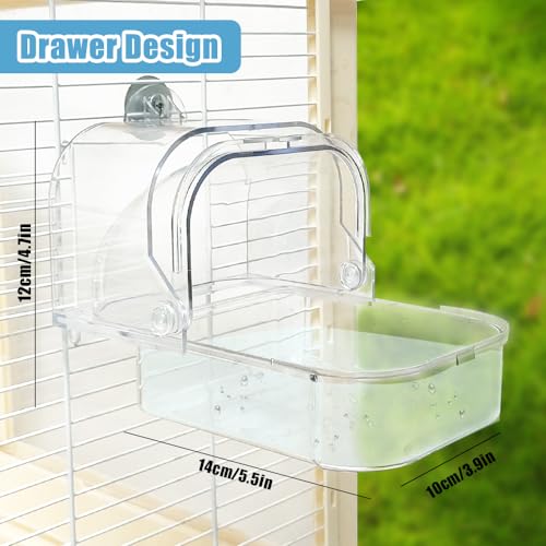 Bird Bath for Cage, Plastic Water Bowl Feeder for Pet Birds, Parrot Bathtub with Hanging Hooks for Little Bird - view 4