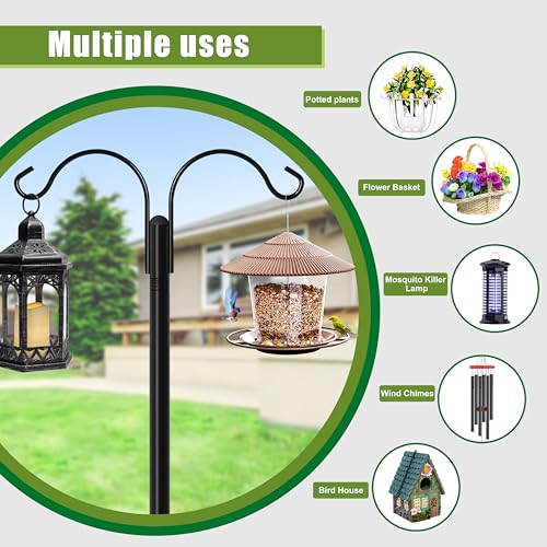XDW-GIFTS Double Shepherds Hooks for Outdoor, 2-Pack Heavy Duty Garden Pole for Hanging Bird Feeder, Plant Bas - view 5