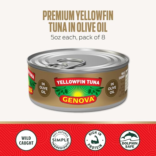 Genova Premium Yellowfin Tuna in Olive Oil, 5 Ounce Cans, 8-Pack – Nutrient Rich, High Protein Canned Tuna Fis - view 3