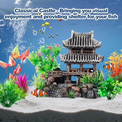 CousDUoBe 9Pcs Resin Castle Decorations Set，Realistic Fish Tank Castle with Eco-Friendly Design,Fish Tank Deco - view 4