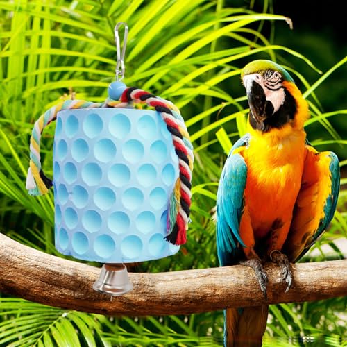 Extra Large Bird Chewing Toy, Parrot Beak Grinding Calcium Stone with Bells, Bird Cage Accessories, Cage Toys  - view 4