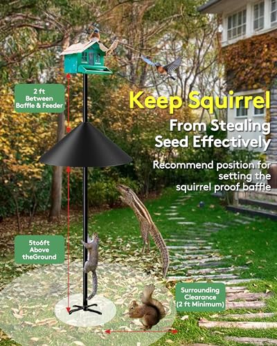 19 Inch Metal Squirrel Baffle for Bird Feeder Pole, Outdoor Squirrel Proof Bird Feeders, Bird House Guard for  - view 7