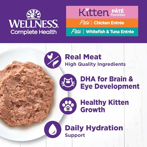 Wellness Complete Health Pate Variety Pack Kitten Canned Wet Cat Food, Natural, Protein Rich, Grain Free, Whit - view 3