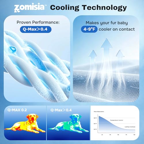 ZOMISIA Cooling Blanket for Medium Dogs - Lightweight Dog Cooling Mat with Breathable Air-Core Fill, Cold Pet  - view 4