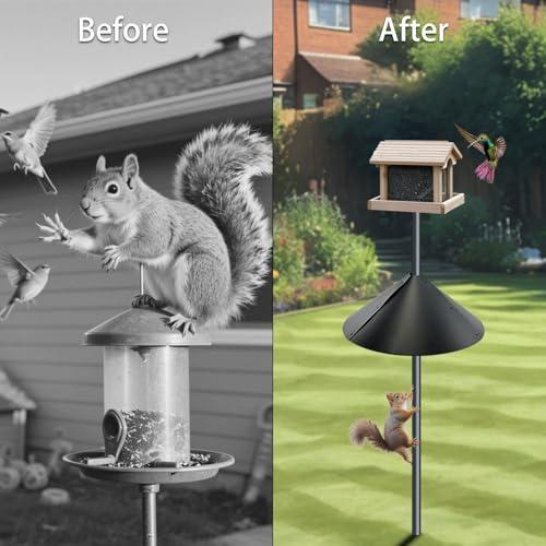 Squirrel baffle for bird feeders pole, squirrel proof cone for outdoors shepherds hook. Squirrels deterrent fo - view 3