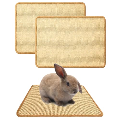 Oncpcare 2PCS Rabbit Scratch Mat Natural Bunny Scratching Pad Claws and Teeth Care Rabbit Mats for Cages Chew  - view 2