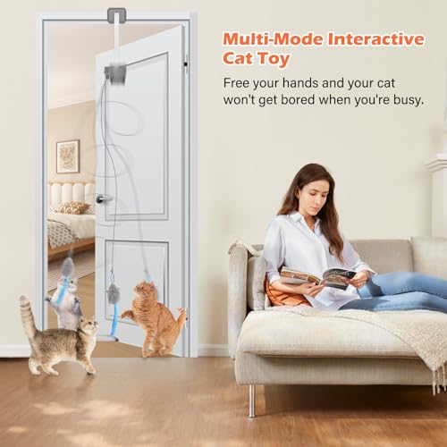 Interactive Cat Toy, Rechargeable Electric Cat Teaser, Hanging Door cat Toy, 2 Motion Modes (360° Spin & Irreg - view 5