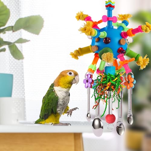 Parrot Toys Bird Toys Perch Pullable Stainless Steel Spoons Colorful Acrylic Stick Chew Toys for s Mini Macaws - view 7