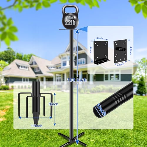 Ottsuls Bird Feeder Pole, 109 Inch Heavy Duty Bird House Pole Kit for Outdoors, with 5-Prong Base Feeding Stat - view 3
