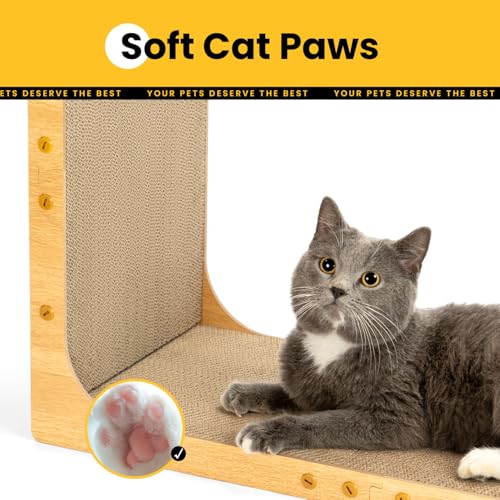 Cardboard Cat Scratcher,23 Inch L Shape Scratch Pad Wall Mounted,Vertical Scratching Board, Durable Cardboard  - view 5