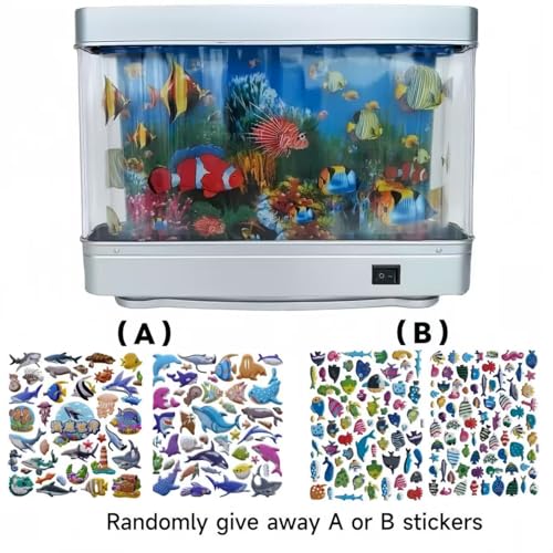 Fake Fish Tank Lamp - Moving Aquarium Night Light with Virtual Ocean Effect, 80s Retro Design for Adult Relaxa - view 3