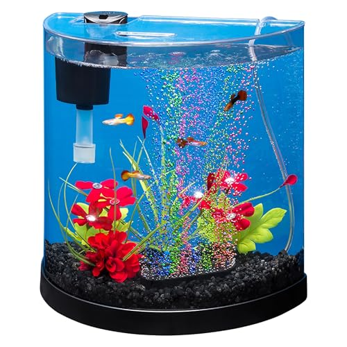 Tetra 3 Gallon Small Fish Tank, Aquarium Starter Kit, with Filter, Air pump, & Color Changing Light, Half Moon - view 2