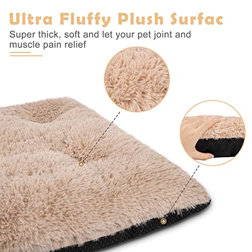 JOEJOY Large Dog Bed Crate Pad, Deluxe Plush Washable Dog Beds Fulffy Soft Kennel Pad Anti-Slip Pet Sleeping M - view 3