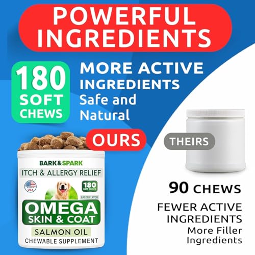 BARK&SPARK Omega 3 for Dogs - 180 Fish Oil Treats for Dog Shedding, Skin Allergy Chews, Itch Relief, Hot Spots - view 5