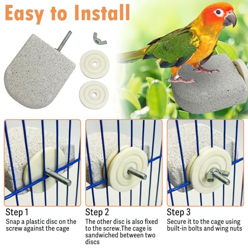 PINVNBY 4 PCS Bird Perch Stands Parrot Calcium Perch Beak Grinding Stone Foot Claws Trimmer Parakeet Platform  - view 7