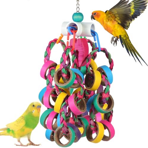 lovyoCoCo Bird Toys Conure Toys,Bird Parrot Foraging Shredder 24 Pcs Colorful Bagel Chewy Rings for Small Parr - view 2