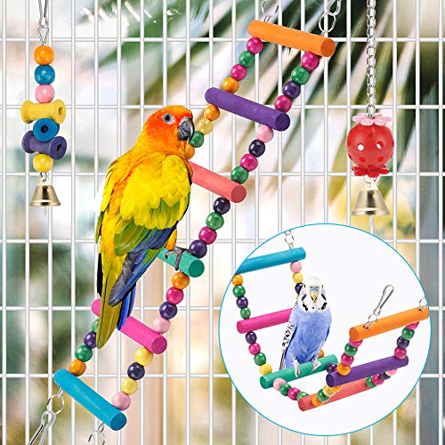 Swing Hanging Standing Chewing Toy Hammock Climbing Ladder, Cage Colorful Toys Suitable for Budgerigar, Parake - view 3