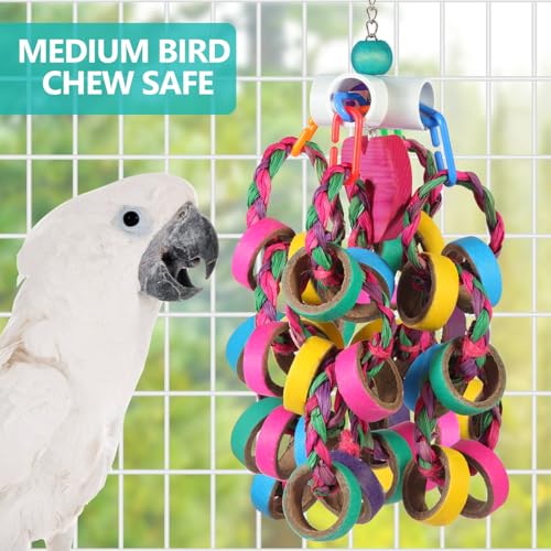 lovyoCoCo Bird Toys Conure Toys,Bird Parrot Foraging Shredder 24 Pcs Colorful Bagel Chewy Rings for Small Parr - view 3