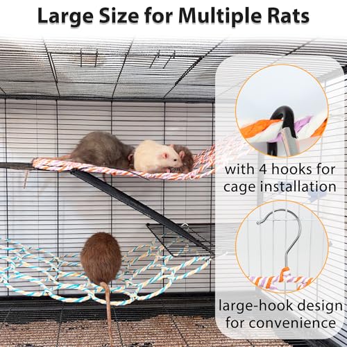 1Pcs Rat Climbing Rope Net Toy for Cage, Bird Hemp Rope Perch Swing, Ladder Rope Bridge Hanging Hammock, Small - view 5