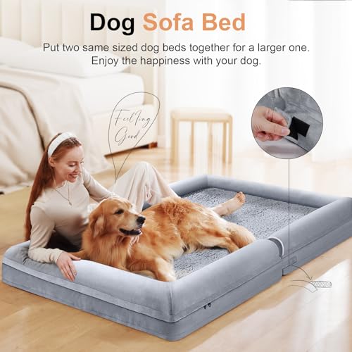 Large Dog Bed Orthopedic Washable: Beds Bolster XL Bed Large Big Dogs Memory Foam Couch Sofa Waterproof with R - view 4