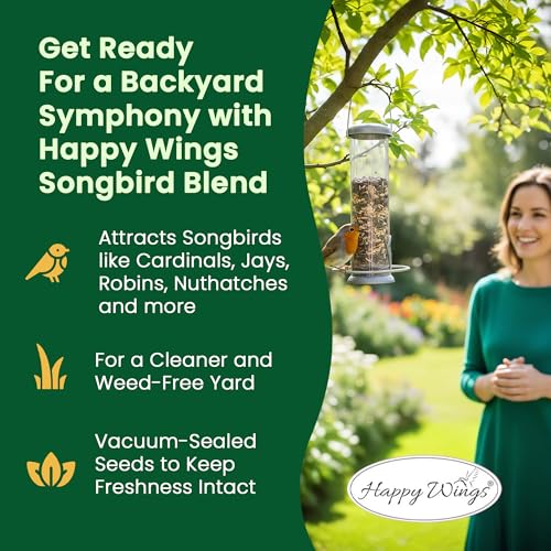Happy Wings No Grow Bird Seed Mix 5lb - Songbird Bird Seed with Sunflower, Safflower & Peanuts - No Mess Birds - view 6