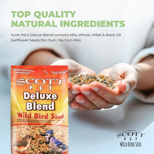 Scott Pet Wild Bird Seed, Deluxe Blend, 11 lbs Bag, No Dust, No Corn Mix, Feed, Great for All Feeder Types, Fo - view 5