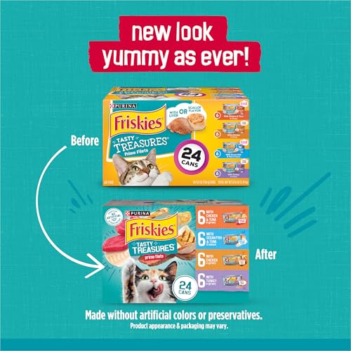 Purina Friskies Wet Cat Food Variety Pack, Tasty Treasures Filets (With Chicken and Tuna, With Chicken, and Wi - view 3