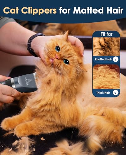 oneisall Quiet Cat Clippers for Matted & Long Hair, 2-Speed Cordless Pet Shaver Grooming Kit for Cats, Small D - view 3